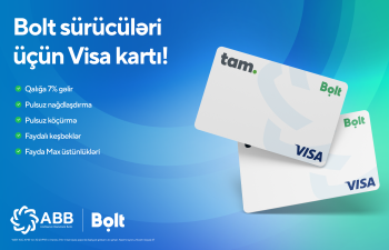 ABB-dən Bolt sürücülərinə özəl Visa kartı!