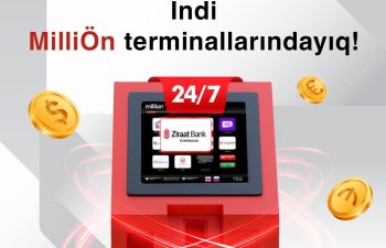 Ziraat Bank Azərbaycan müştərilərinə MilliÖn ödəniş terminalları vasitəsi ilə mədaxil imkanını yaratdı!