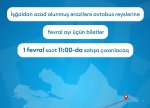 İşğaldan azad edilmiş ərazilərə fevral biletləri satışda