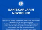 Antiinhisar və İstehlak Bazarına Nəzarət Dövlət Agentliyinin məlumatı