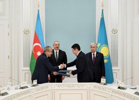 Astanada Azərbaycan ilə Qazaxıstan arasında imzalanmış Səhmdarlar Müqaviləsinin mübadiləsi mərasimi olub