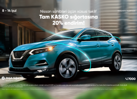 PAŞA Sığortadan “Nissan” sahibləri üçün Tam KASKO sığortası üzrə kampaniya!