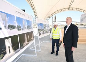 Prezident İlham Əliyev Bakıda Zəfər parkında aparılan tikinti işləri ilə tanış olub