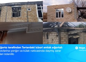 PAŞA Sığorta tərəfindən Tərtərdəki icbari əmlak sığortalı yaşayış evlərinə yanğın və külək nəticəsində dəymiş zərər məbləğləri ödənilib