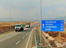 Ağdam-Əsgəran-Xocalı-Xankəndi yolunun tikintisi sürətlə davam etdirilir