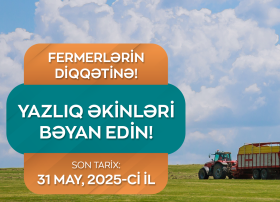 Fermerlərə çağırış: Subsidiya almaq üçün yazlıq əkinlərinizi EKTİS-də bəyan edin!