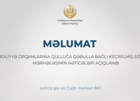 Ədliyyə orqanlarına qulluğa qəbulla bağlı keçirilmiş
söhbət mərhələsinin nəticələri açıqlanıb
