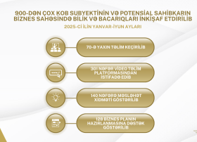 900-dən çox KOB subyekti və potensial sahibkar dövlət dəstəyi ilə biznes üzrə bilik və bacarıqlarını inkişaf etdirib