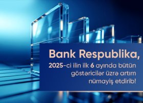 Bank Respublika cari ilin birinci yarımilliyi üzrə bütün əsas maliyyə göstəriciləri üzrə artım nümayiş etdirib