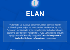 Yanacaq və qaz yanacağı ilə işləyən qurğu və avadanlıqların təhlükəsizliyinə dair texniki reqlament layihələri ictimai dinləmə və müzakirəyə çıxarılacaq