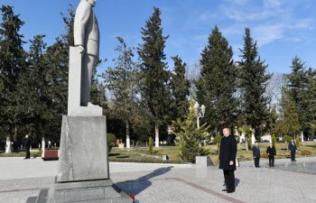 İlham Əliyev Kürdəmir rayonuna səfərə gedib