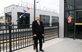 Prezident Abşeron dairəvi dəmir yolunun bir hissəsinin yenidənqurmadan sonra açılışında iştirak edib