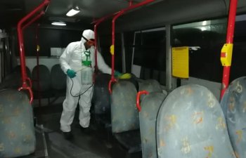 Bakıda sərnişin avtobusları dezinfeksiya edilir