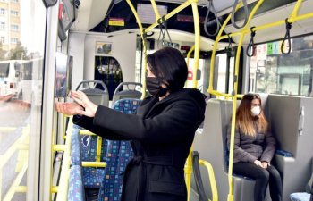 Marşrut avtobuslarında dezinfeksiyaedici məhlul yerləşdirilib