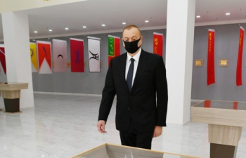 Dövlət başçısı Tərtərdə Dövlət Rəmzləri Muzeyinin açılışında iştirak edib