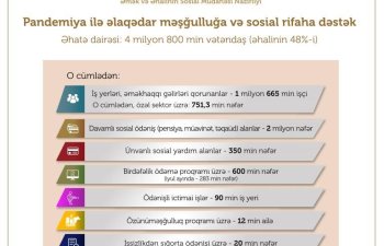 Pandemiya ilə əlaqədar sosial dəstək tədbirləri 5 milyona yaxın insanı əhatə edir