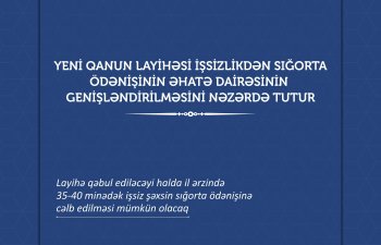 Layihə qəbul ediləcəyi halda il ərzində 35-40 minədək işsiz şəxsin sığorta ödənişinə cəlb edilməsi mümkün olacaq