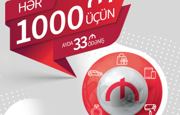 Hər 1000 manat kredit üçün, ayda 33 manat ödəniş edin!