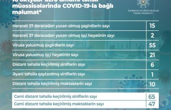 Azərbaycanda daha 55 şagird koronavirusa yoluxub