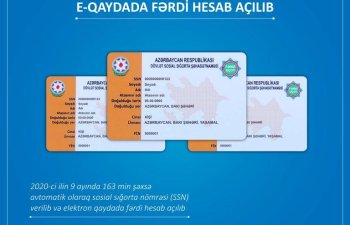 Yanvar-sentyabr aylarında 163 min şəxsə e-qaydada fərdi hesab açılıb