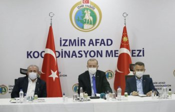 Türkiyə Prezidenti İzmirdə zəlzələ baş verən əraziyə gəlib