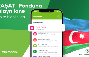 Rabitəbankın mobil tətbiqində “YAŞAT” fonduna dəstək funksiyası aktiv oldu