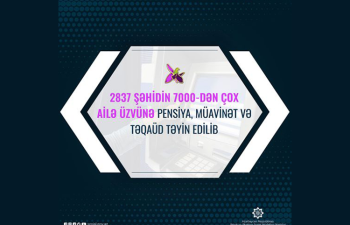 2837 şəhidin 7000-dən çox ailə üzvünə pensiya, müavinət və təqaüd təyin edilib