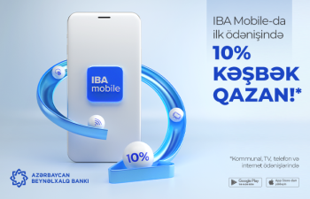 Ödənişləri mobil tətbiqlə et, 10% kəşbək qazan