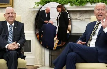 Bayden İsrail prezidentinin önündə diz çökdü - Foto