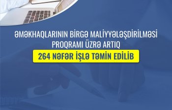 Əməkhaqlarının birgə maliyyələşdirilməsi proqramı üzrə artıq 264 nəfər işlə təmin edilib