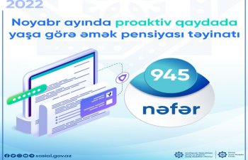 945 nəfərə proaktiv qaydada yaşa görə əmək pensiyası təyin edilib