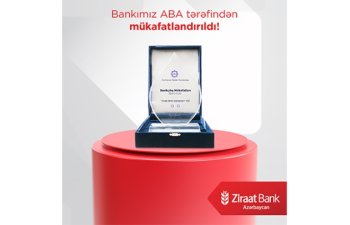 Ziraat Bank Azərbaycan ABA tərəfindən mükafatlara layiq görülüb