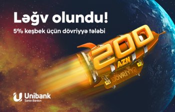 Unibank kartlarında 200 AZN dövriyyə tələbi ləğv edildi