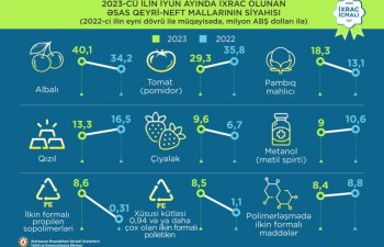 İyunda ixrac edilən qeyri-neft sektoruna aid malların siyahısında albalı və gilas birinci olub