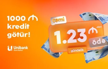 Unibankdan ödənişi günlük cəmi 1.23 AZN-dən başlayan kredit götürün!