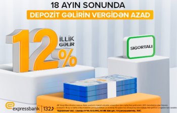 İllik 12% gəlirli,sığortalı vəvergidən azad depozit!