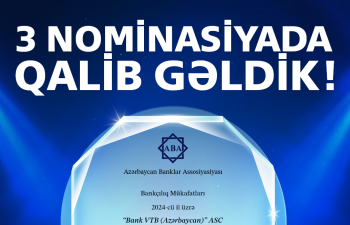 VTB (Azərbaycan) ABA tərəfindən 3 nominasiya üzrə mükafatlandırılıb