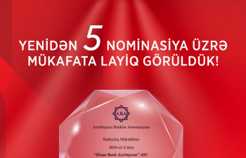 Ziraat Bank Azərbaycan ABA tərəfindən yenidən 5 nominasiya üzrə mükafatlandırılıb