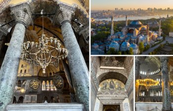 Ayasofya Məscidinin günbəzində əhatəli bərpa işləri başlanılıb