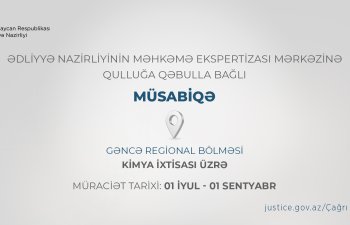 Ədliyyə Nazirliyinin Məhkəmə Ekspertizası Mərkəzinə qulluğa qəbulla bağlı növbəti müsabiqə elan edilir