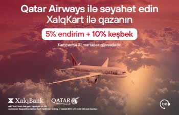 XalqKart-la Qatar Airways aviabiletləri alışında 10% keşbek qazanın