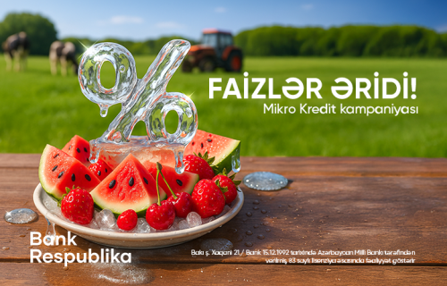 “Bank Respublika”da mikro kreditlər üzrə FAİZLƏR ƏRİDİ