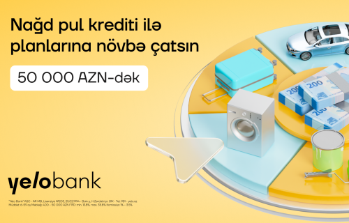 Yelo Bank-dan 50 000 AZN-dək krediti sərfəli və sürətli əldə et