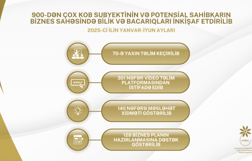 900-dən çox KOB subyekti və potensial sahibkar dövlət dəstəyi ilə biznes üzrə bilik və bacarıqlarını inkişaf etdirib
