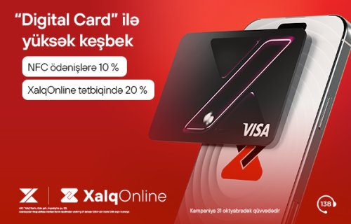 Xalq Bankdan Digital Card-la əməliyyatlara 20 %-dək keşbek!