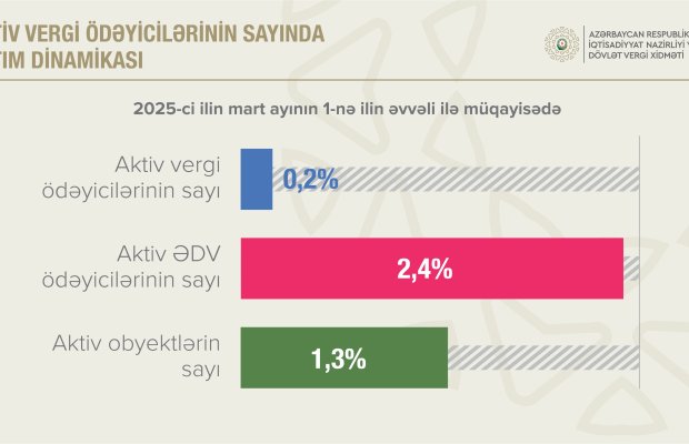 Aktiv vergi ödəyicilərinin sayı 808,4 minə çatıb