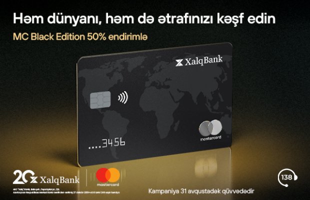 Xalq Bank-dan MasterCard Black Edition kartına 50% endirim