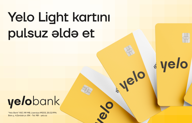 Yelo Bank-dan pulsuz debet kart!