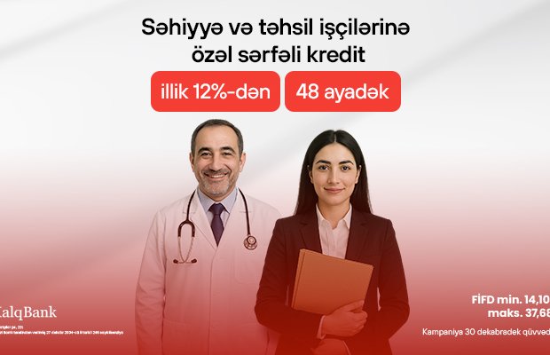 Xalq Bank-dan təhsil və səhiyyə işçiləri üçün sərfəli kredit