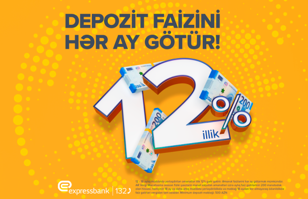 Vergidən azad depozit – illik 12% gəlir!
